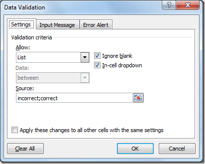 Data validation, List