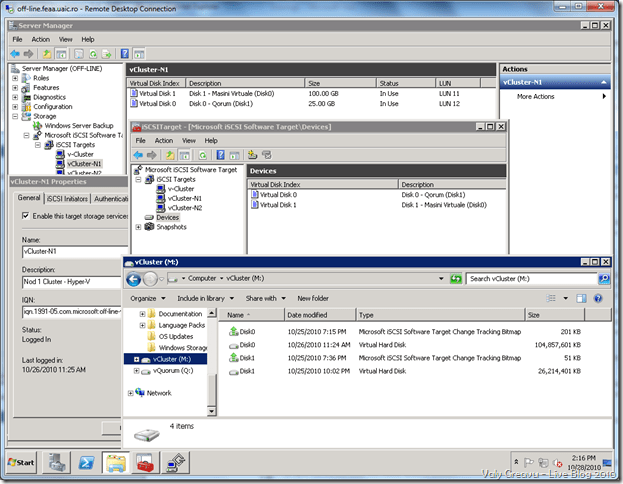 Configurarile de iSCSI Target