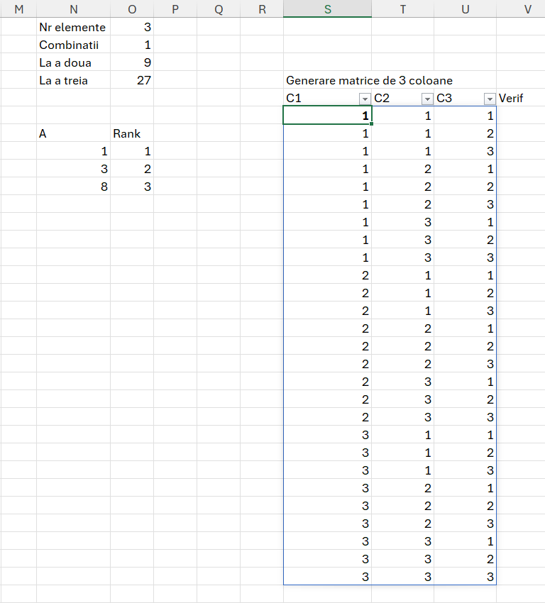 Valoarea intermediară a matrix.