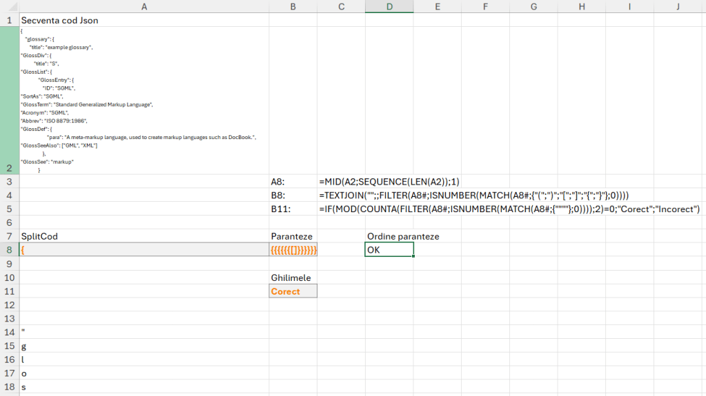Model utilizare funcție de verificare paranteze.