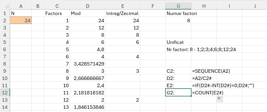 Problema CountFactors