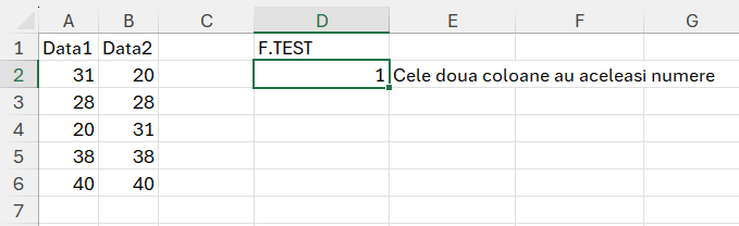 Comparare coloane de valori