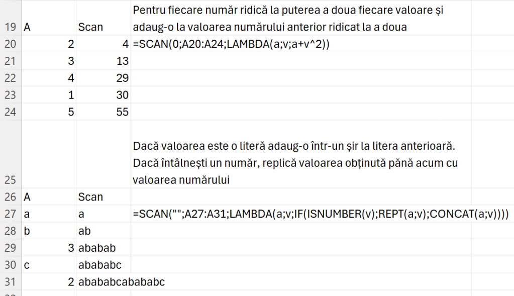 Exemplificare SCAN()
