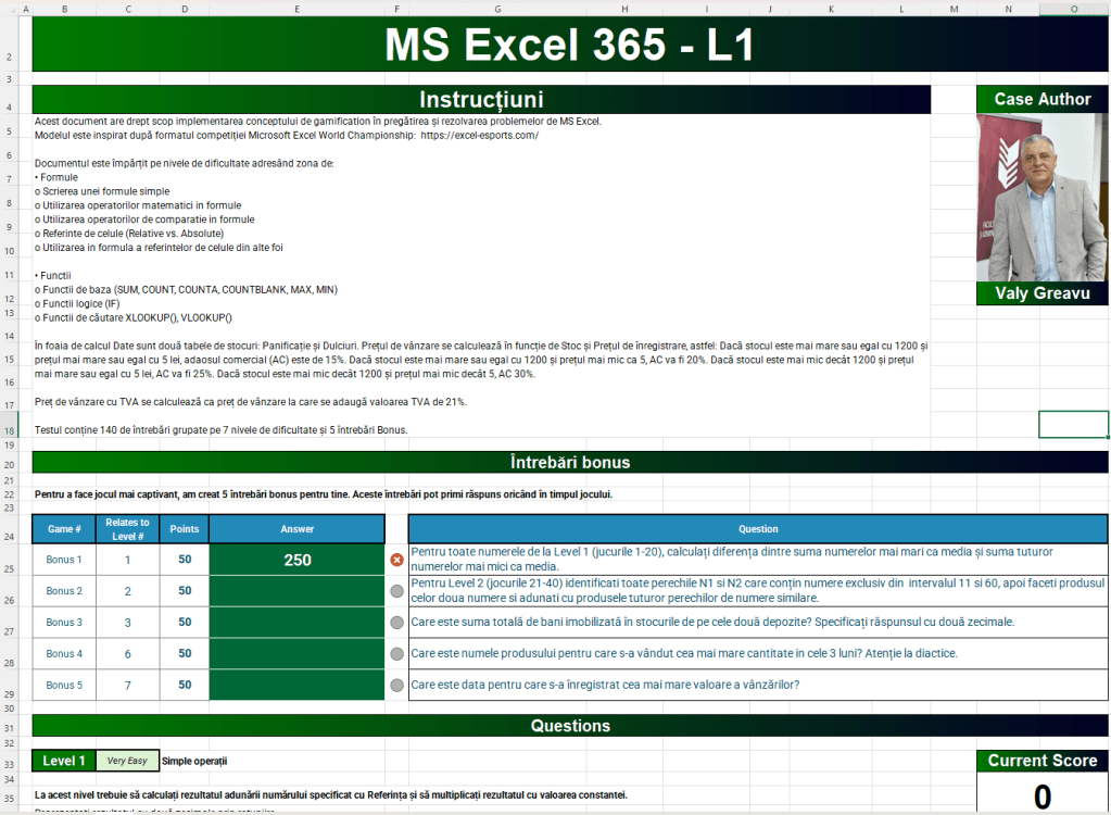 Prima pagină din fișierul de lucru.